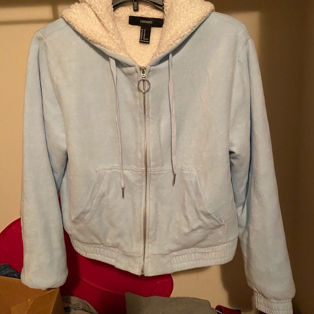 Blue puffer jacket